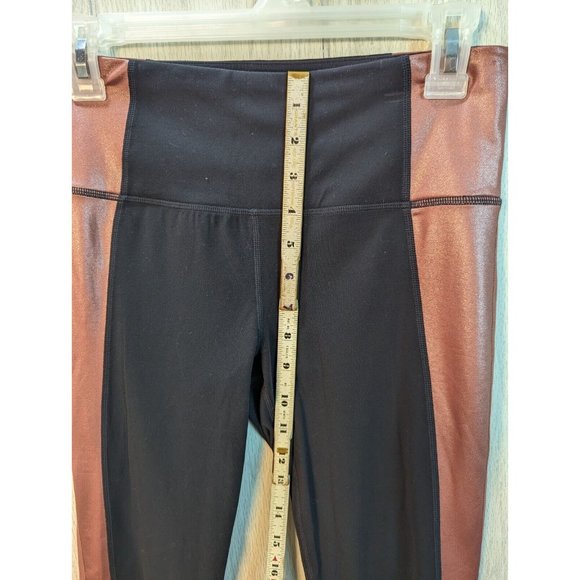 Athleta Salutation Colorblock Asym Powervita Leggings Size Small Copper Black - Picture 8 of 12